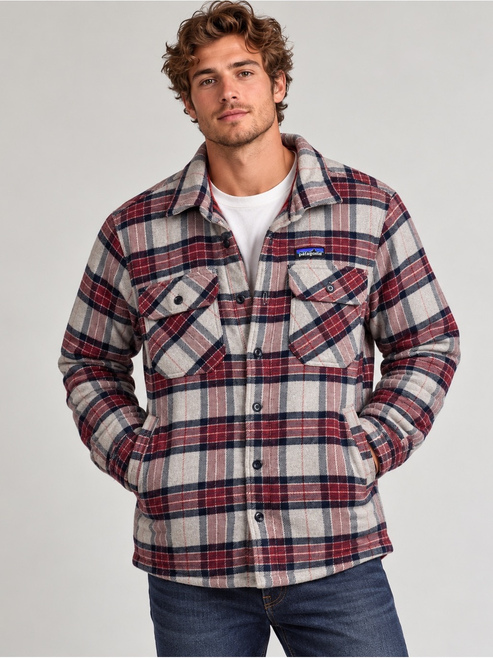 Patagonia Insulated Fjord Flannel Jacket Shacket Plaid Men’s Small FA17 27640